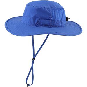 Unisex Royal Blue 100% Nylon Wide Brim Boonie With Chin Strap Classic Bucket Hat